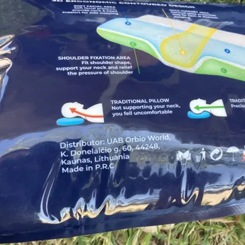 Derila Pillow ergonomic design and support explanation packaging